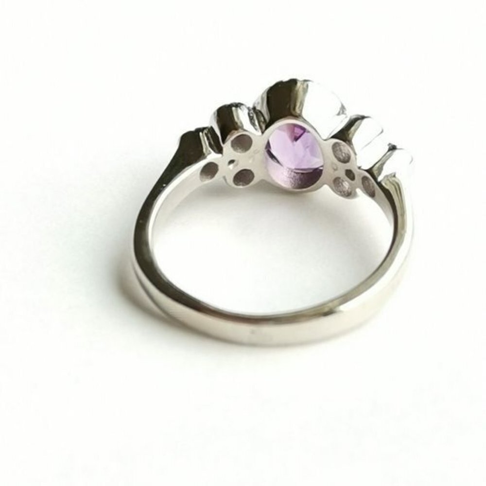 Amethyst multi gemstone sterling silver ring size 7 - Picture 2 of 5